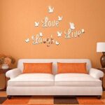3D Mirror Butterfly Stickers Silver Love Live Laugh Butterfly Wall Letters Butterfly, Home Decoration Decal - Image 3