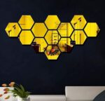 3D Hexagon 13 mirror for wall