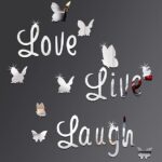 3D Mirror Butterfly Stickers Silver Love Live Laugh Butterfly Wall Letters Butterfly, Home Decoration Decal