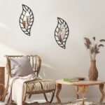 Mirror Wall Decor Mounted Art Leaf Mirror Decorative Teardrop Mirror Wall Decorations for Living Room Bedroom Bathroom Vanity Entryway Office(Black) - Image 2