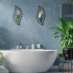 Mirror Wall Decor Mounted Art Leaf Mirror Decorative Teardrop Mirror Wall Decorations for Living Room Bedroom Bathroom Vanity Entryway Office(Black) - Image 4
