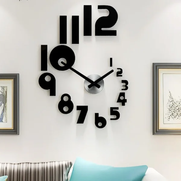 3D Wall Clock, Frameless Wall Clock DIY Wall Decoration, 3D Wall Clock Home Decor