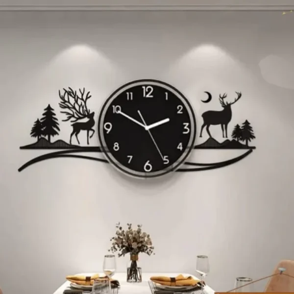 3D Deer Clock Wall Decoration Wall Decor