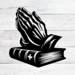 Christian Praying Hands with Bible - Christmas & Baptism - For Church & Home Decal - Image 3