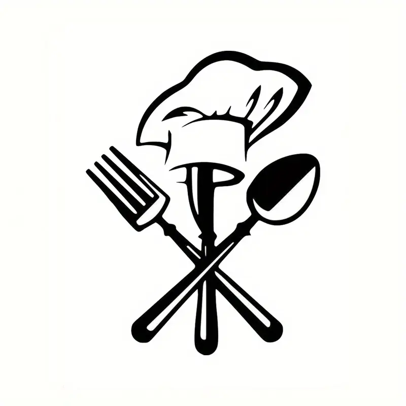 051_523e96f1-5bc8-4213-b915-7dc27dc14405 Chef Hat & Utensils Decal - Kitchen & Dinning Wall Decor - Image 1