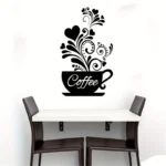 Coffee Cup With Beautiful Hearts - Kitchen Wall Decal - Best For Gifting - Image 3