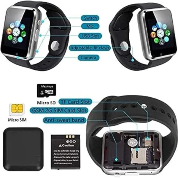 A1 Smart Watch – Bluetooth Touchscreen Watch with SIM & Camera | Fitness Tracker for Android & iOS Phones