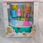 Baby Doll Bath Set – Model JN002-3 | Real Working Shower, Water Spray Feature | Kids Toy Age 3+