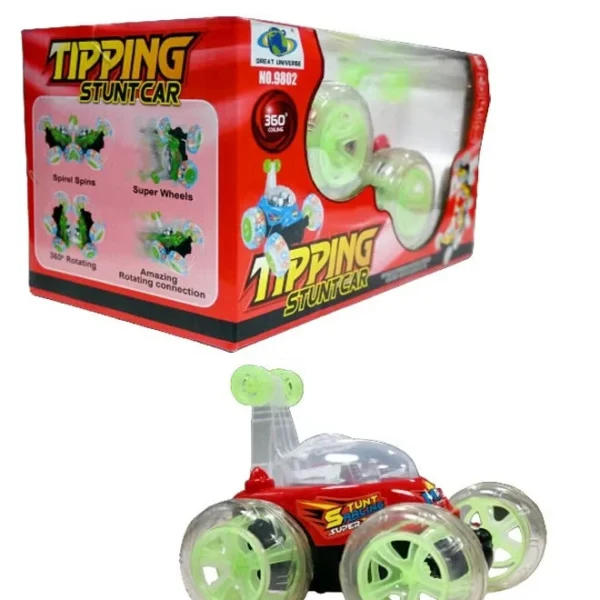 Tipping Stunt Car No.9802 – 360° Rotating Remote-Controlled Car | 4 Colors, Rechargeable RC Toy