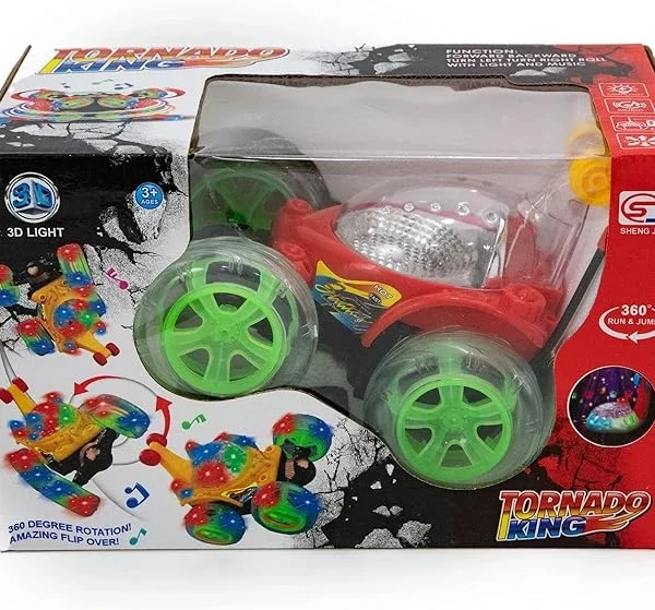 Tornado King 3048-2 | 360° Light-Up Stunt Car | Remote Control Spinning Toy | Flashing Lights & Action for Kids