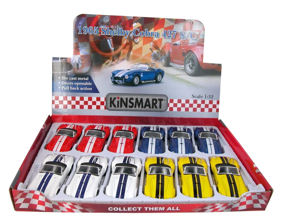 KiNSMART 1965 Shelby Cobra 427 S/C | 1:32 Scale Die-Cast Metal Model Car | Pull-Back Action, Openable Doors – KT5322D (EOS Series, 1x12) - Image 1