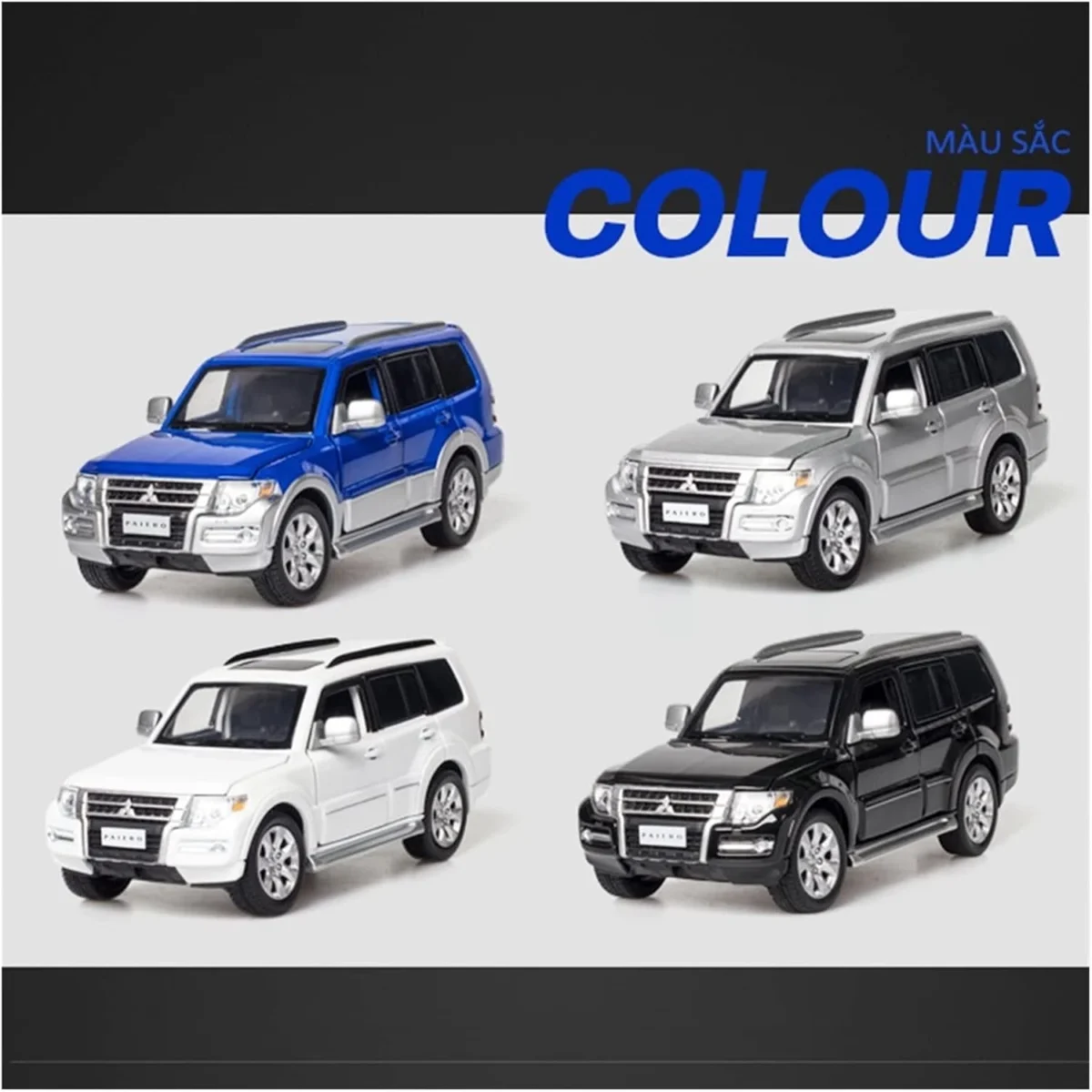 1/32 Mitsubishi Pajero V97 Die‑Cast SUV Model – Silver Alloy Off‑Road Toy Car wi - Image 1