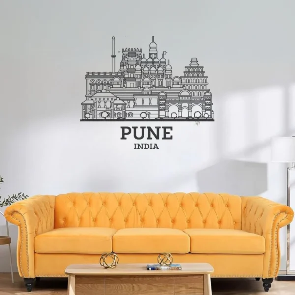 Pune, India - Skyline Wall Art - Home Decal - Indian National Day