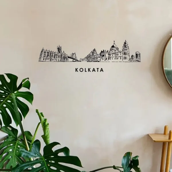Kolkata, India - Skyline Wall Art - Home Decal - Indian National Day