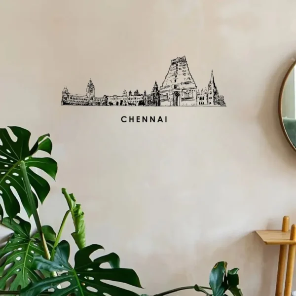 Chennai, India - Skyline Wall Art - Home Decal - Indian National Day