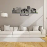 Surat, India - Skyline Wall Art - Home Decal - Indian National Day