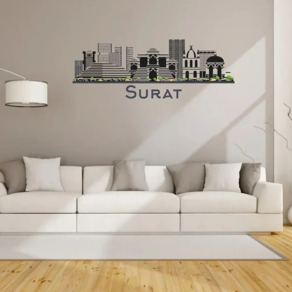 Surat, India - Skyline Wall Art - Home Decal - Indian National Day